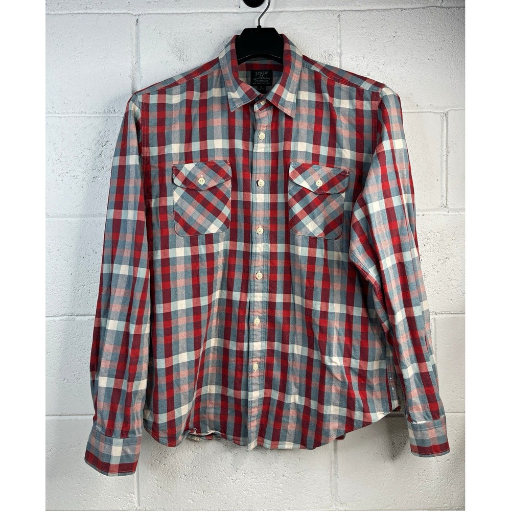 J.Crew Heavyweight Flannel Shirt Mens XL Red Blue Plaid Long Sleeve Style 20638